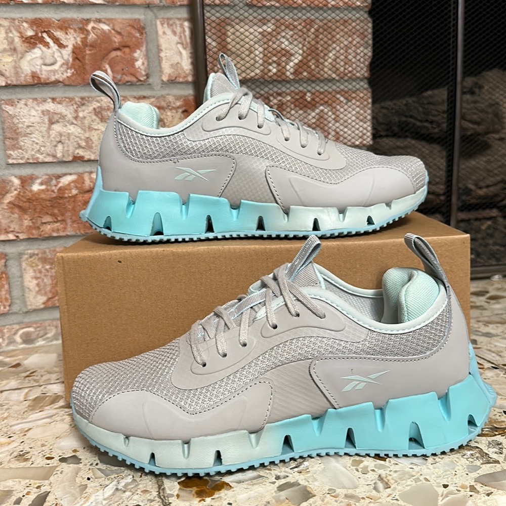 Reebok Women's Light Gray and Aqua Athletic Sneakers